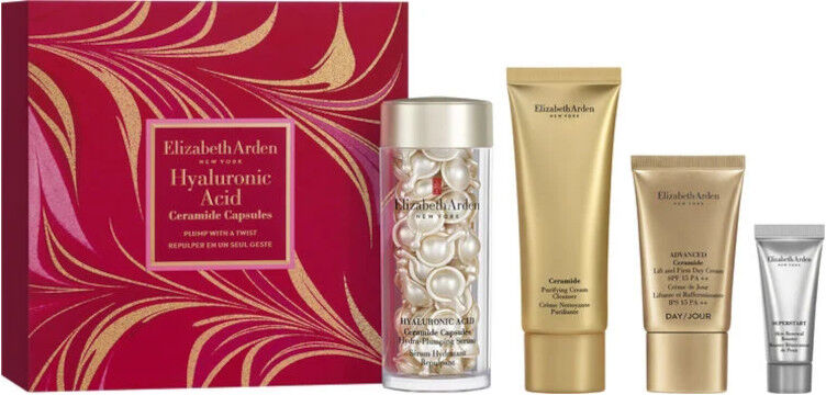 elizabeth arden hyaluronic acid ceramide capsule hydra-plumping serum confezione 60 capsule viso + 15 ml crema viso + 50 ml detergente viso + 5 ml boo