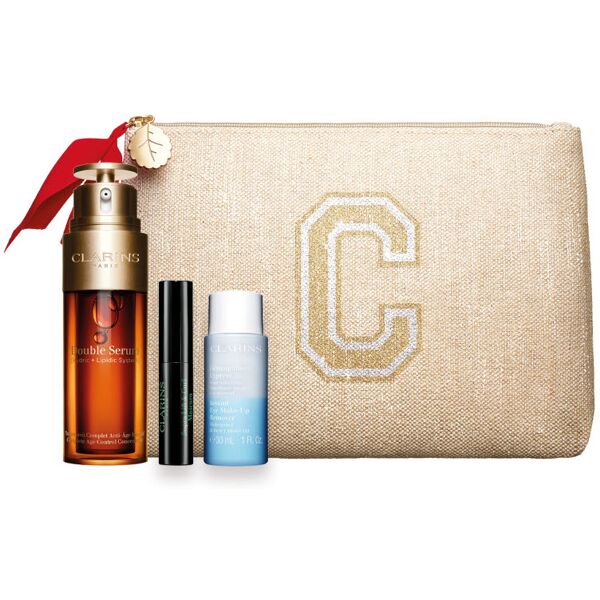 clarins double serum confezione 50 ml siero viso + 30 ml struccante occhi + 3 ml mini mascara