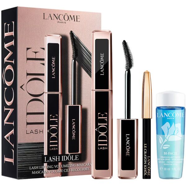 lancome lash idôle confezione 8 ml mascara lash idôle nero + 30 ml struccante bi-fasico + mini matita occhi nera