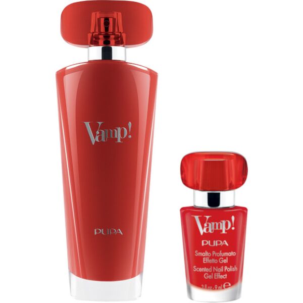 pupa vamp! red confezione 50 ml eau de parfum + 9 ml vamp! smalto profumato effetto gel 202