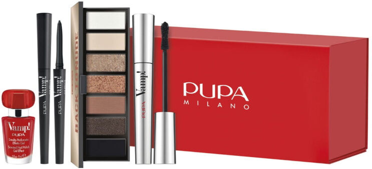 pupa my fabulous beauty box mascara nero + matita occhi nera + palette ombretti + smalto