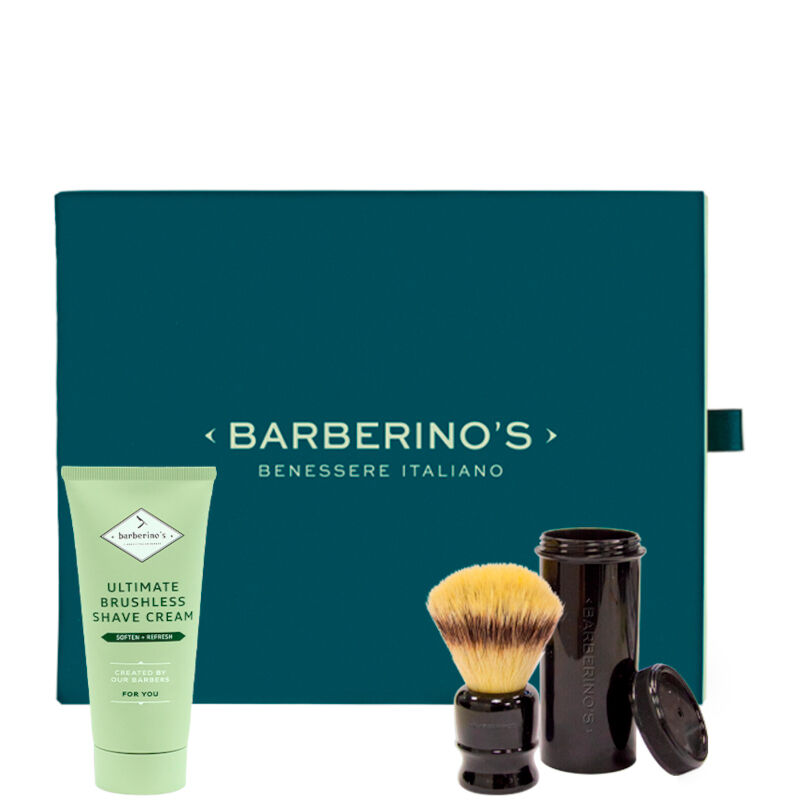 barberino's barberino's - cool traveler set - set da viaggio pennello da barba viaggio + 100 ml crema da rasatura