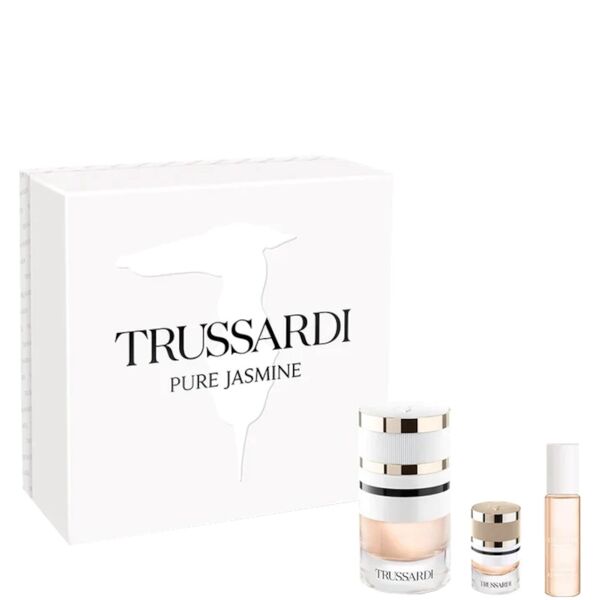 trussardi pure jasmine confezione 60 ml eau de parfum + 7 ml eau de parfum miniatura + 10 ml purse spray eau de parfum