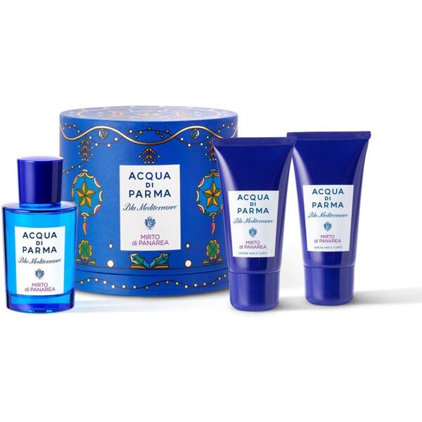 acqua di parma blu mediterraneo blu mediterraneo mirto di panarea cofanetto 75 ml eau de toilette + 40 ml sapone mani e corpo + 40 ml lozione mani e c