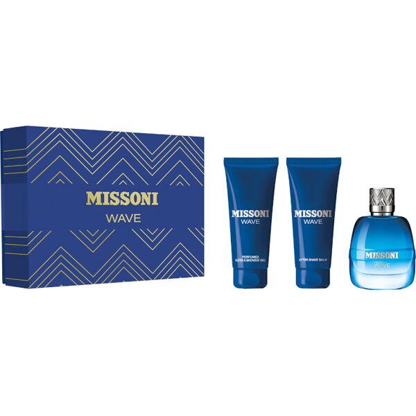 missoni  missoni parfum pour homme wave confezione 100 ml eau de toilette + 100 ml after shave balm + 100 ml shower gel