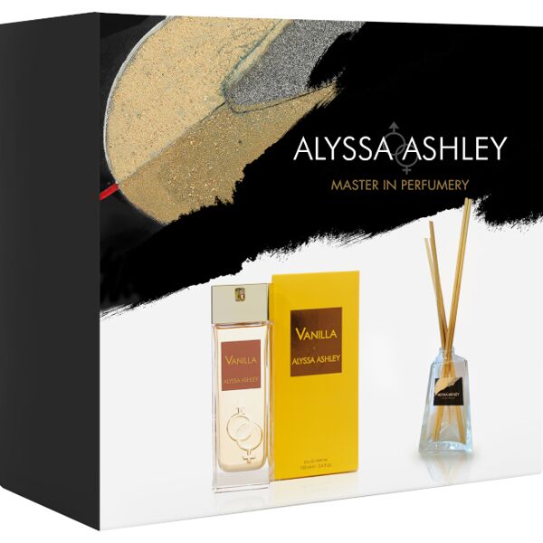 alyssa ashley vanilla confezione 100 ml eau de parfum + 50 ml profumatore d'amiente con bacchette