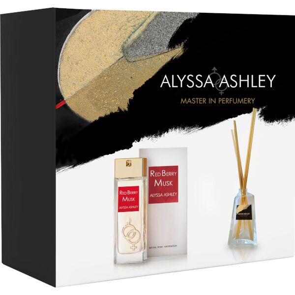 alyssa ashley red berry musk confezione 100 ml eau de parfum + 50 ml profumatore d'amiente con bacchette