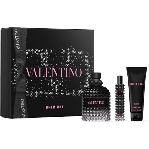 valentino uomo born in roma confezione 100 ml eau de toilette + 15 ml eau de toilette + 75 ml shower gel