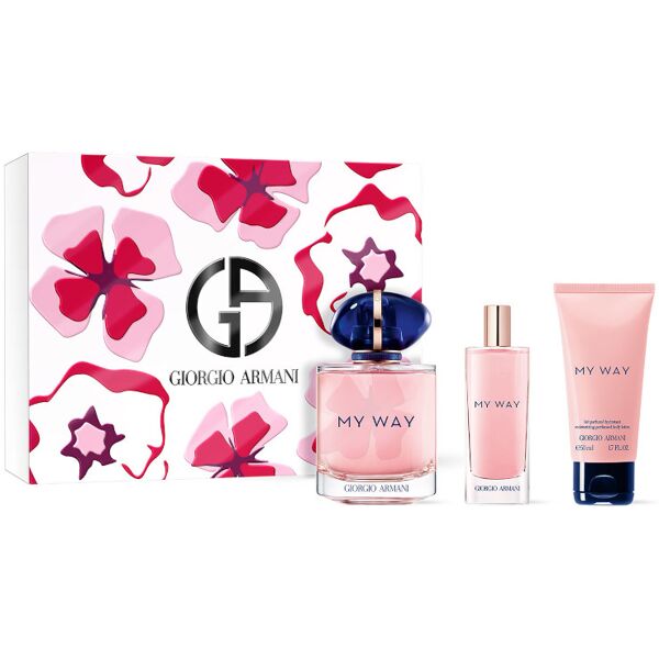 armani my way cofanetto 90 ml eau de parfum + 15 ml travel spray eau de parfum + 50 ml body lotion