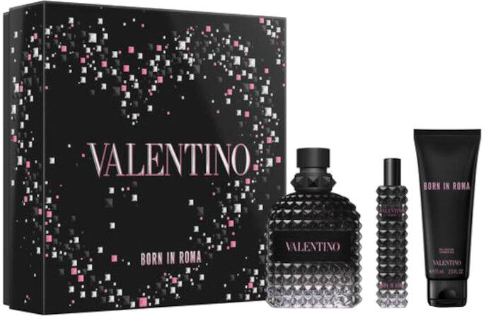 valentino uomo born in roma confezione 100 ml eau de toilette + 15 ml eau de toilette + 75 ml shower gel