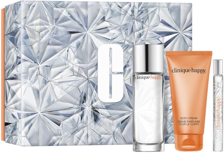 clinique happy confezione 50 ml eau de parfum + 10 ml eau de parfum + 75 ml body cream