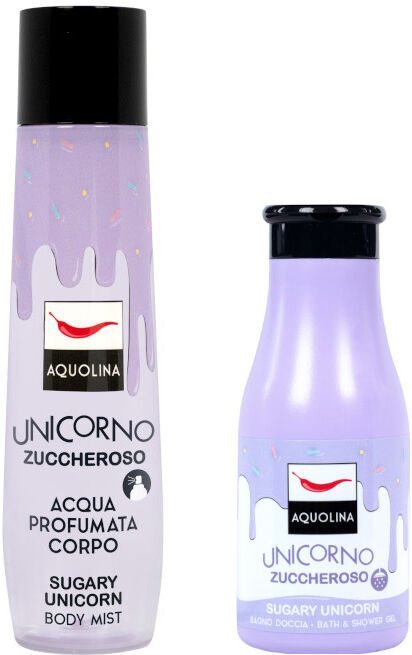 Aquolina Unicorno zuccheroso Confezione MAGIC 150 ML Acqua aromatica per il corpo + 125 ML Bagno Doccia