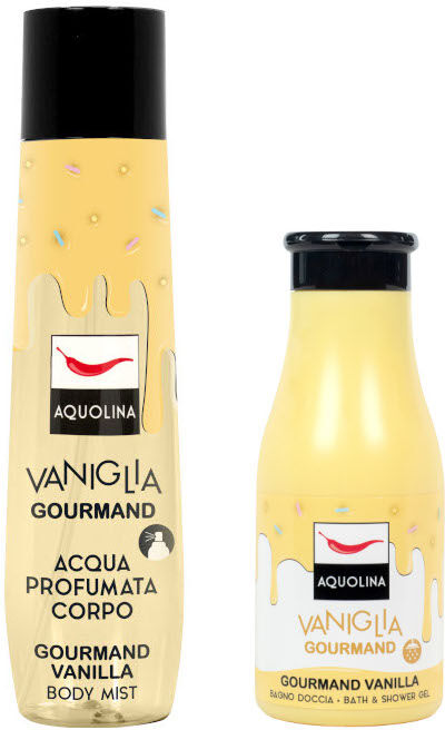 Aquolina Vaniglia gourmand Confezione SWEET 150 ML Acqua aromatica per il corpo + 125 ML Bagno Doccia