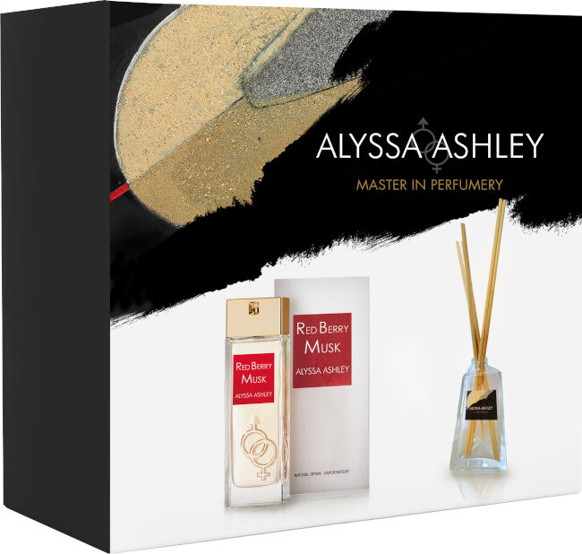 Alyssa Ashley Red Berry Musk Confezione 100 ML Eau de Parfum + 50 ML Profumatore d'Amiente con bacchette