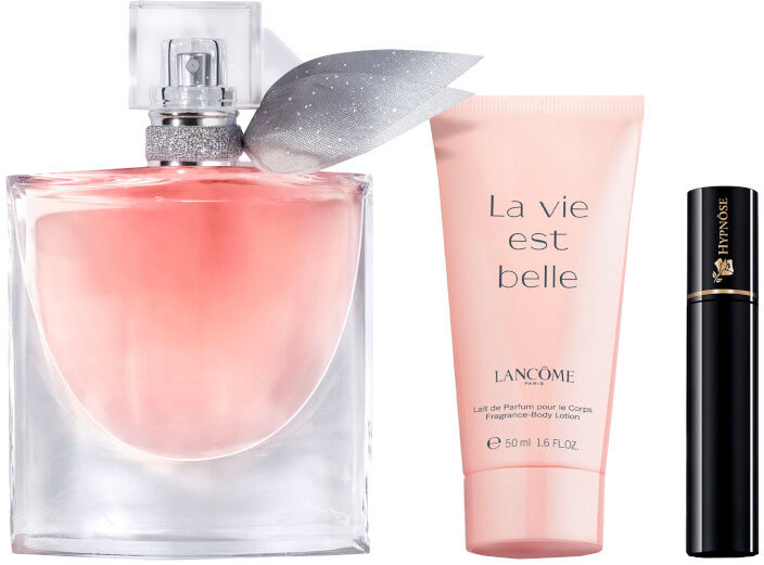 Lancome La Vie est belle Eau de Parfum Confezione 50 ML Eau de Parfum + 50 ML Body Lotion + 2 ml Mascara Hypnôse Miniature