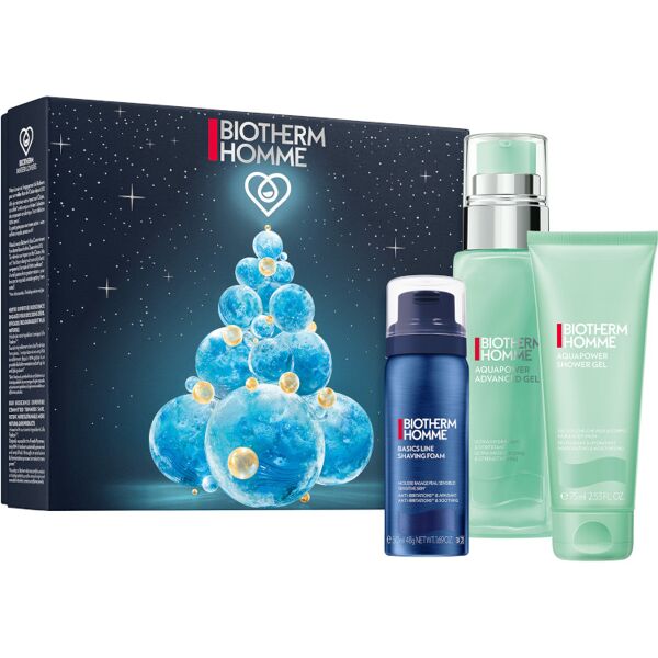 biotherm aquapower  advanced gel - uomo confezione 75 ml gel viso + 75 ml gel doccia + 50 ml schiuma da barba