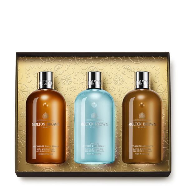 molton brown woody & aromatic body care gift set 3 x 300 ml shower ge