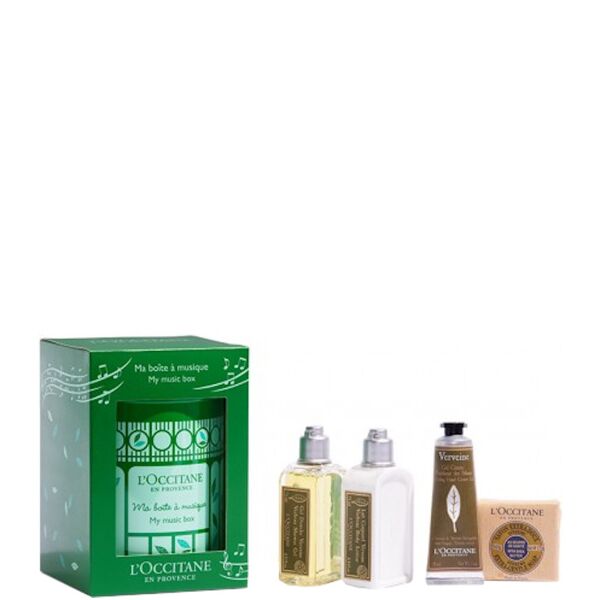 l'occitane en provence verveine - music box 75 ml gel doccia + 75 ml latte corpo + 50 gr sapone + 30 ml crema mani