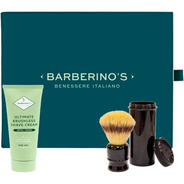 barberino's barberino's - cool traveler set - set da viaggio pennello da barba viaggio + 100 ml crema da rasatura