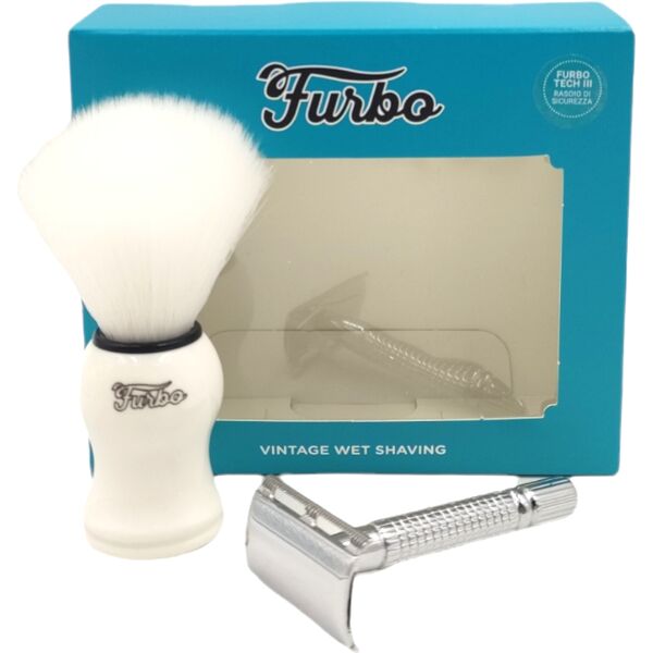 furbo rasoio di sicurezza furbo tech iii + pennello professionale vintage wet shaving