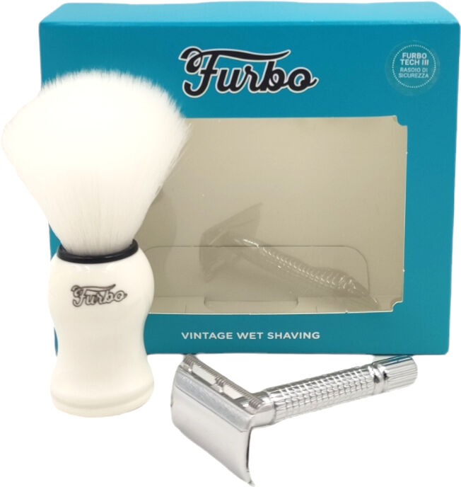 furbo rasoio di sicurezza furbo tech iii + pennello professionale vintage wet shaving