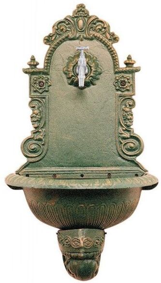 Hidrobrico Fontana A Parete In Ghisa Antichizzata 40x50x23 Cm Verde Hidrobrico Fontana A Parete In Ghisa Antichizzata 40x50x23 Cm Verde