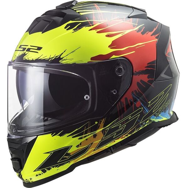 casco integrale moto ls2 ff800 storm drop nero giallo rosso taglia xs