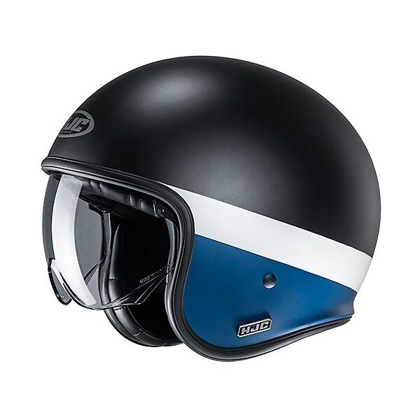 casco jet custom in fibra hjc v30 perot mc2sf nero bianco bl taglia 2x