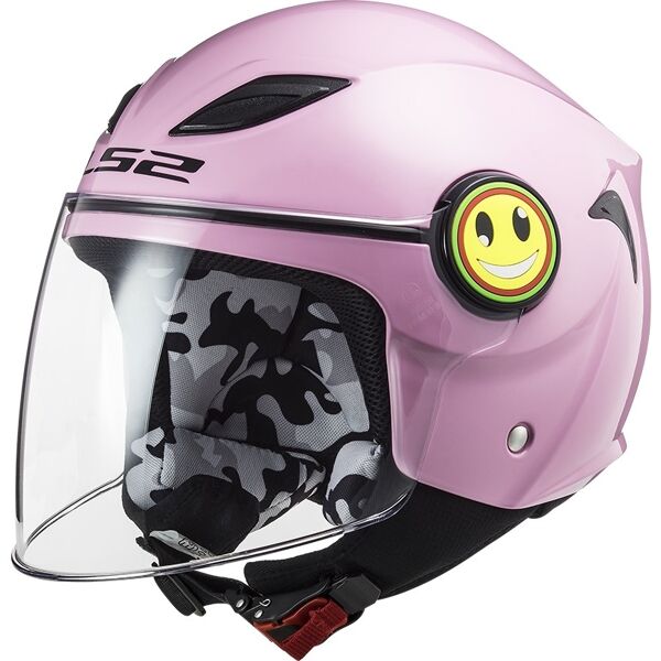 casco moto bambino jet ls2 of602 funny solid rosa taglia l