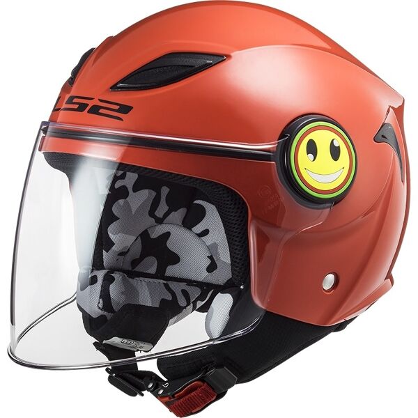 casco moto bambino jet ls2 of602 funny solid rosso taglia s
