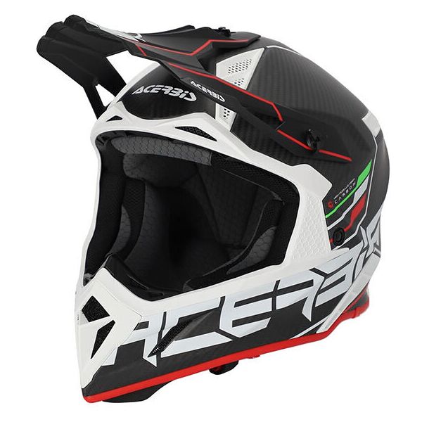 casco moto cross enduro acerbis steel carbon 2206 nero rosso taglia 2x