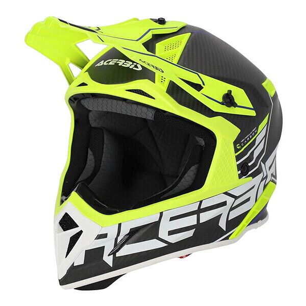 casco moto cross enduro acerbis steel carbon nero giallo flu taglia 2x