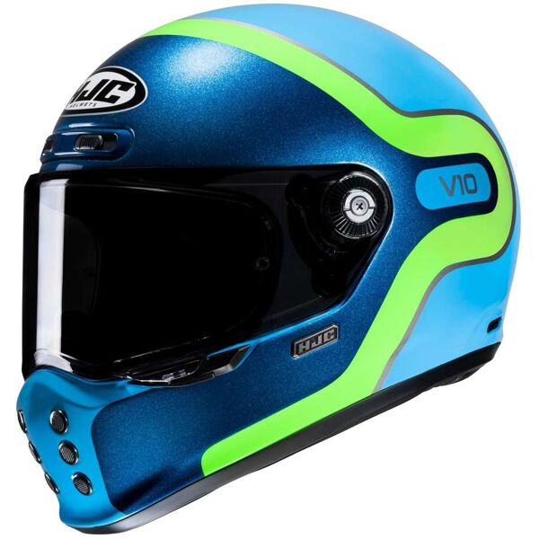 casco moto integrale hjc v10 grape mc24 blu azzurro verde taglia m