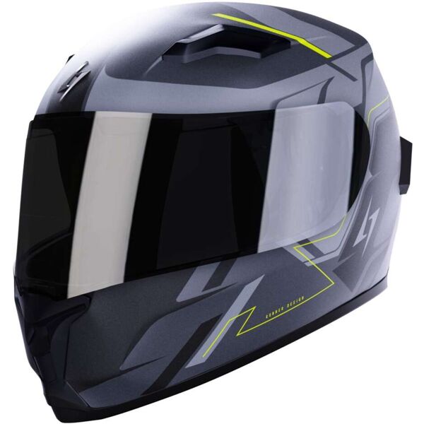 casco moto integrale stormer wise runner grigio giallo fluo taglia s