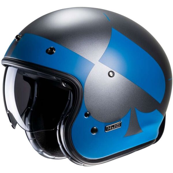 casco moto jet custom hjc v31 kuz mc2sf grigio opaco blu taglia xl