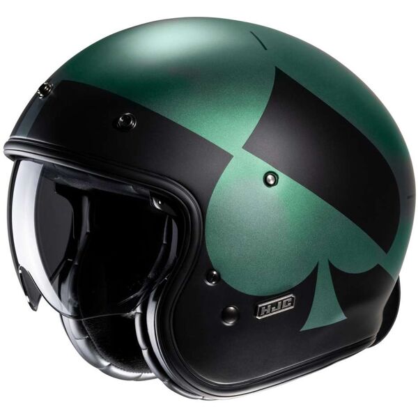 casco moto jet custom hjc v31 kuz mc4sf nero opaco verde taglia m