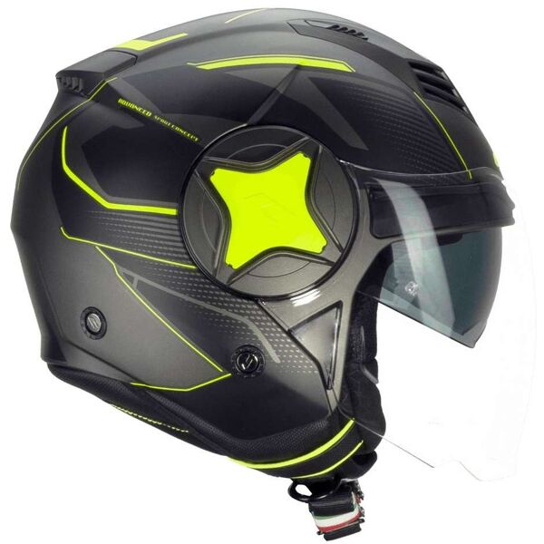 cgm casco moto jet doppia visiera cgm 129a illi sport grafite giallo fluo