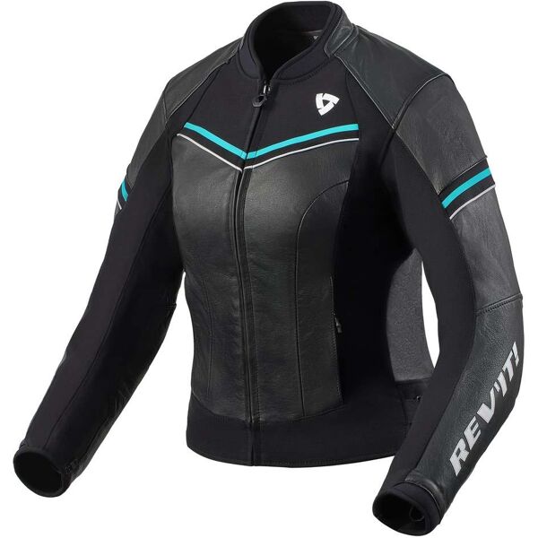 giacca moto in pelle rev'it meridian ladies black turquoise taglia 42