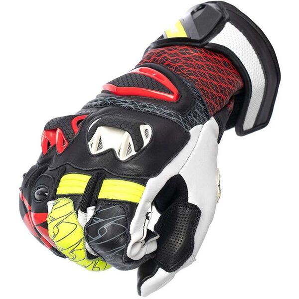 guanti moto in pelle racing spyke tech pro nero rosso giallo taglia 2x