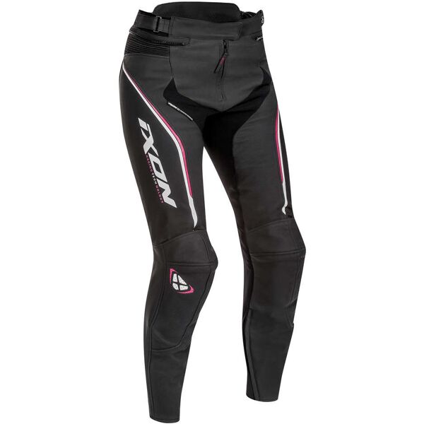 pantaloni moto in pelle ixon lady modello trinity nero bianc taglia l