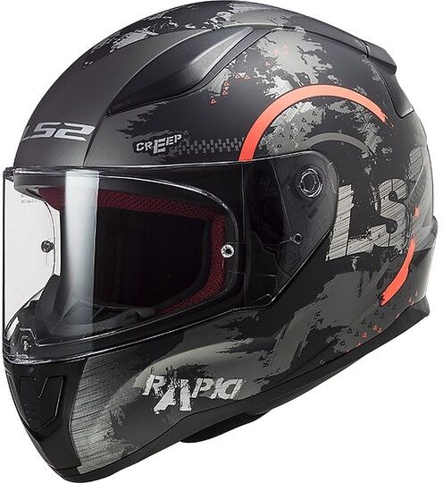 casco integrale moto ls2 ff353 rapid circle titanio arancio taglia s