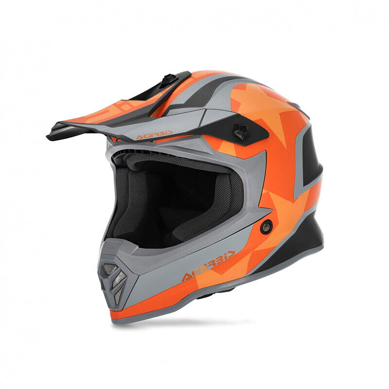 casco moto cross enduro acerbis steel junior nero arancio taglia 50