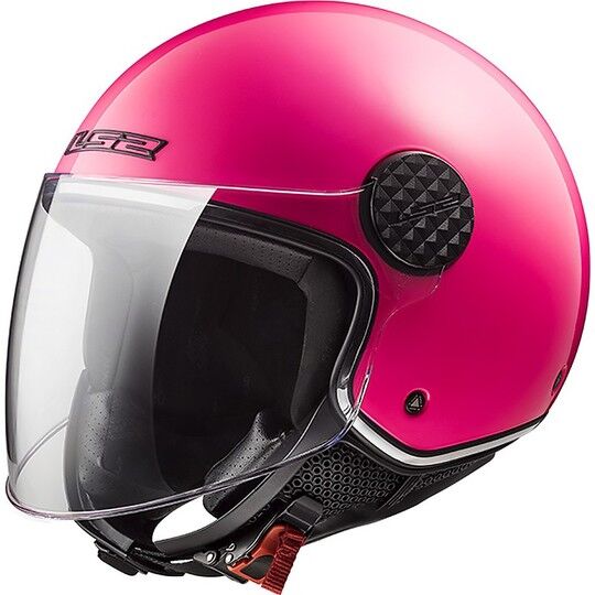 casco moto jet ls2 of558 sphere lux solid pink + visiera fum taglia xs