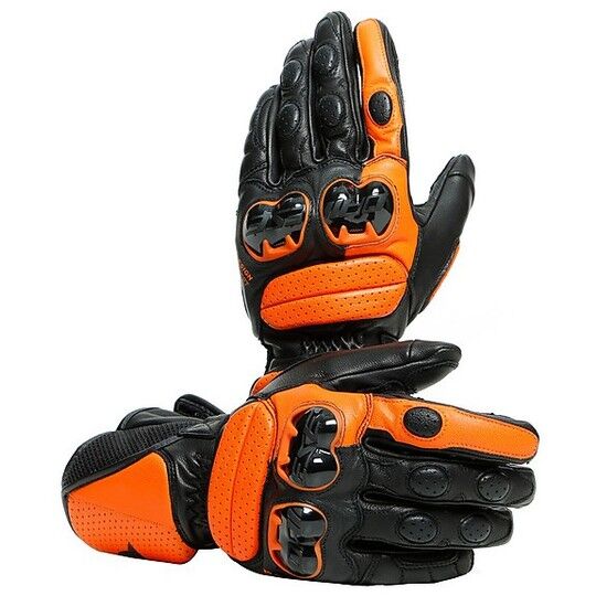 guanti moto sportivi in pelle dainese impeto nero arancio taglia 2xl