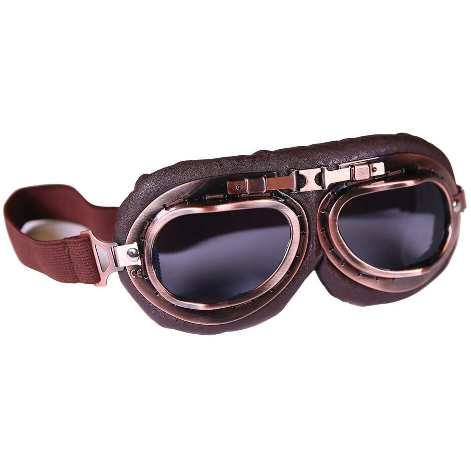 occhiali moto custom stormer t01 retro' pelle marrone taglia unica