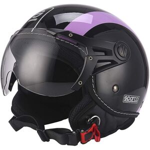 Casco Moto Demi-jet Visiera Bombata Bhr Sparco Sp501 Nero Vi Taglia Xs