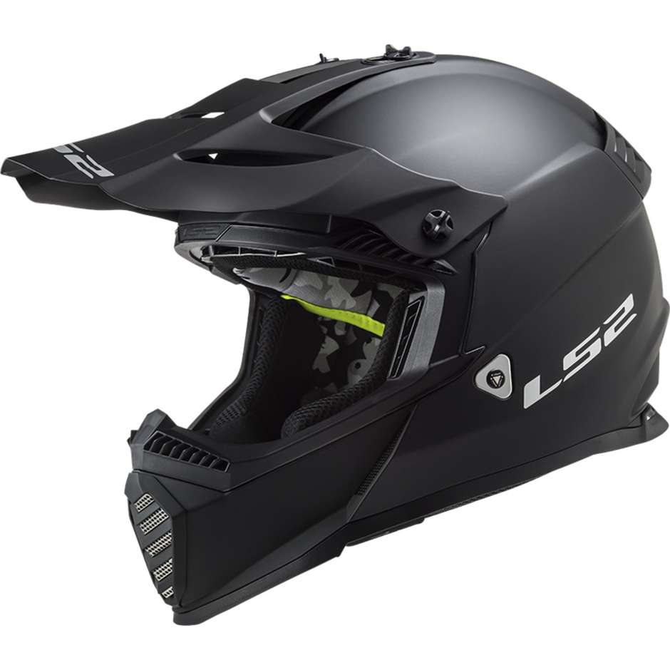 Casco Cross Enduro Moto Ls2 MX437 FAST EVO Solid Nero Opaco taglia XS