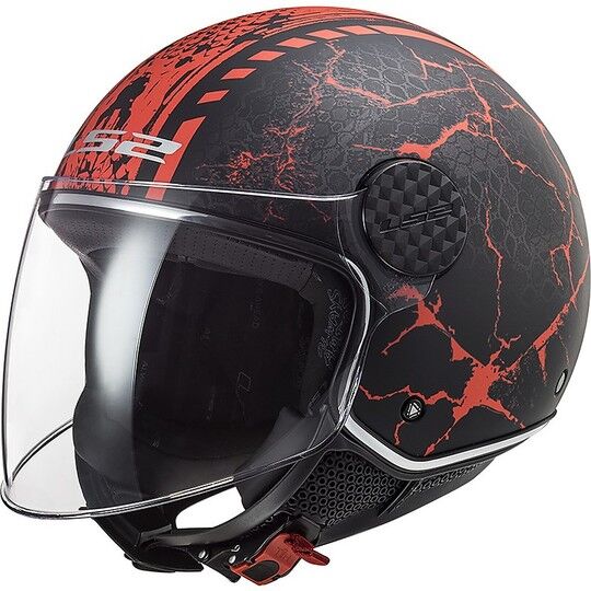 Casco Jet Moto Ls2 of558 SPHERE LUX Snake Nero Opaco Rosso taglia XL