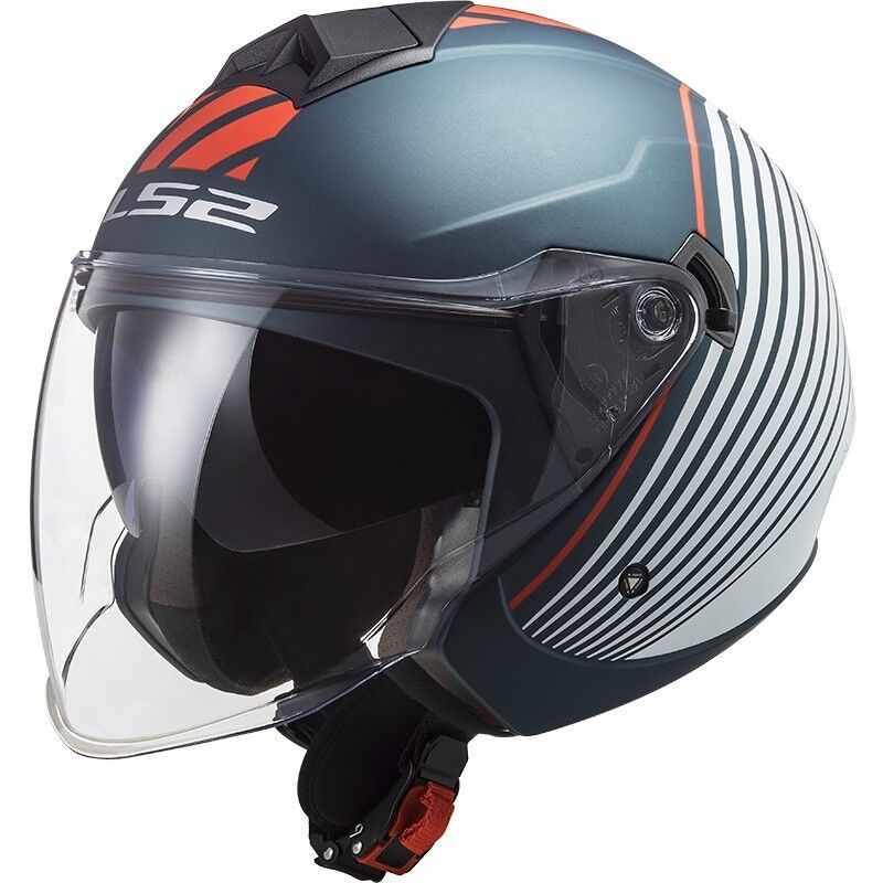 Casco Jet Moto Ls2 OF573 TWISTER 2 Luna Blu Opaco Bianco taglia XL