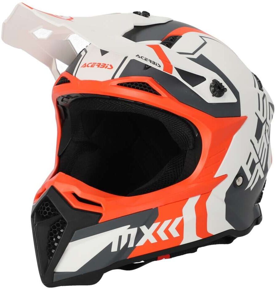 Casco Moto Cross Enduro Acerbis PROFILE 5 Bianco Arancio taglia XS